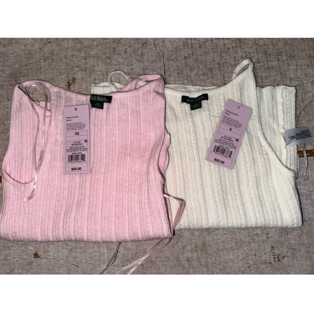 Wild Fable Tank Lot XS/S Ribbed Pink White Lot of 2 Basic NWT Women's Cami Top - Picture 9 of 10
